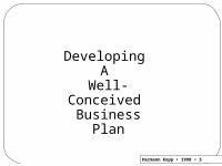 Page 5: Developing  A  Well-Conceived  Business Plan